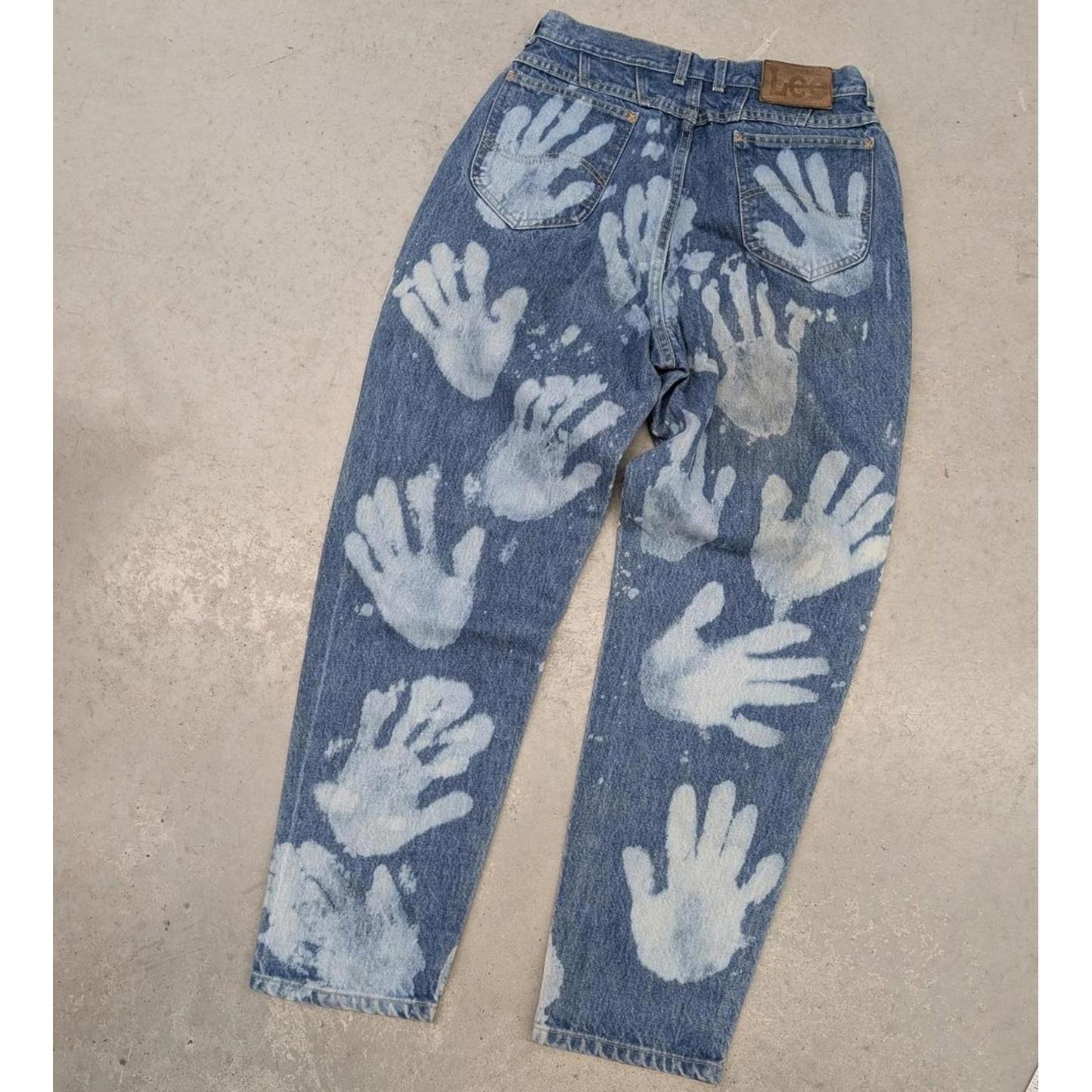 Vintage Lee Riders 1 Of 1 Handprint Blue Denim Jeans